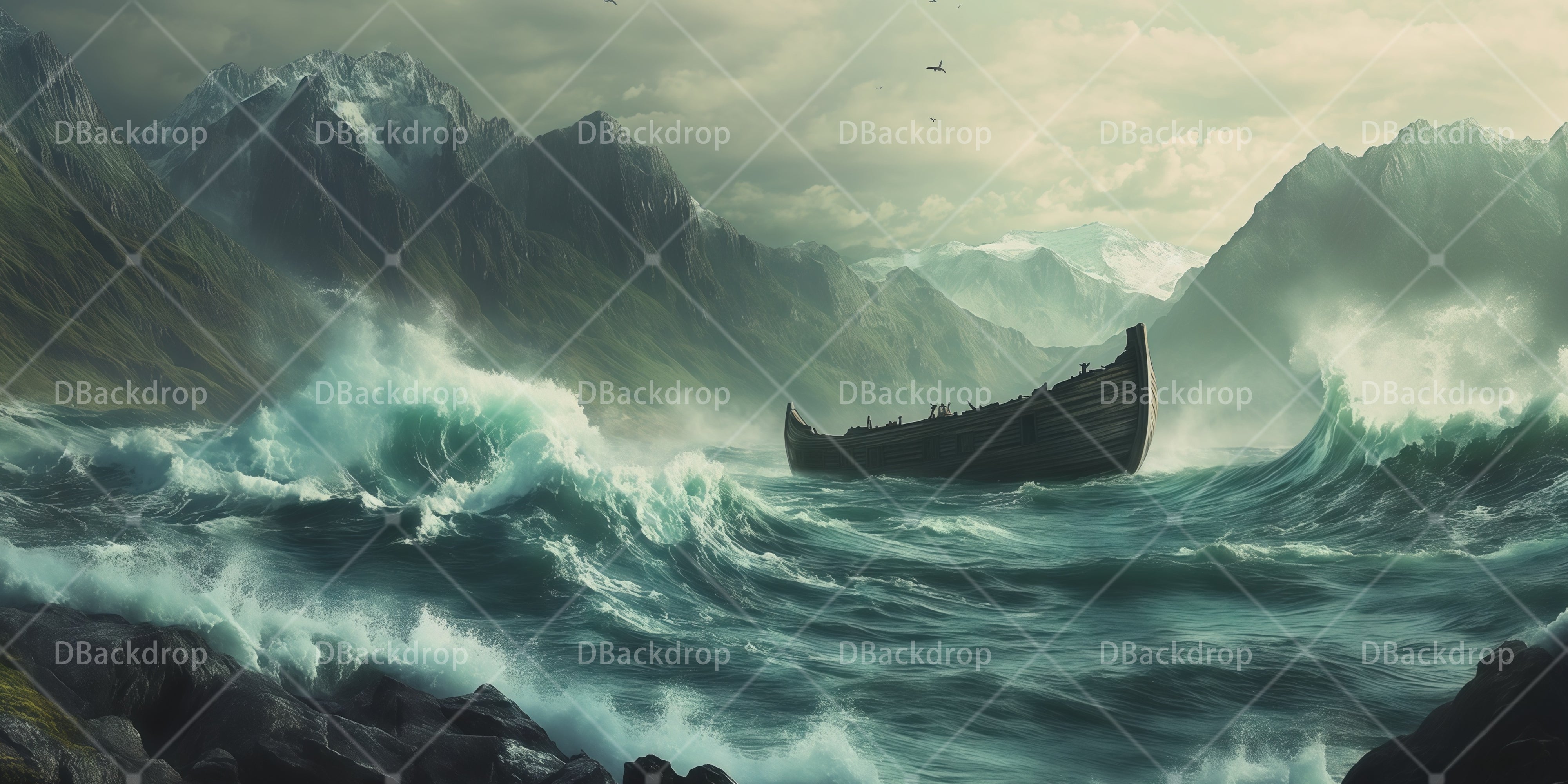 Professional Stage Backdrops Stormy Ark Voyage Scenic UK Backdrops RR66-T82