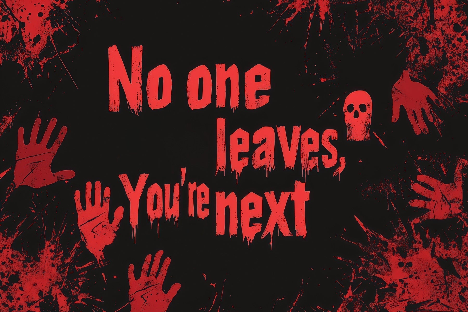 Halloween Bloody Backdrop Ghoic Warning Handprints Wall Halloween Backdrops UK RR67-102