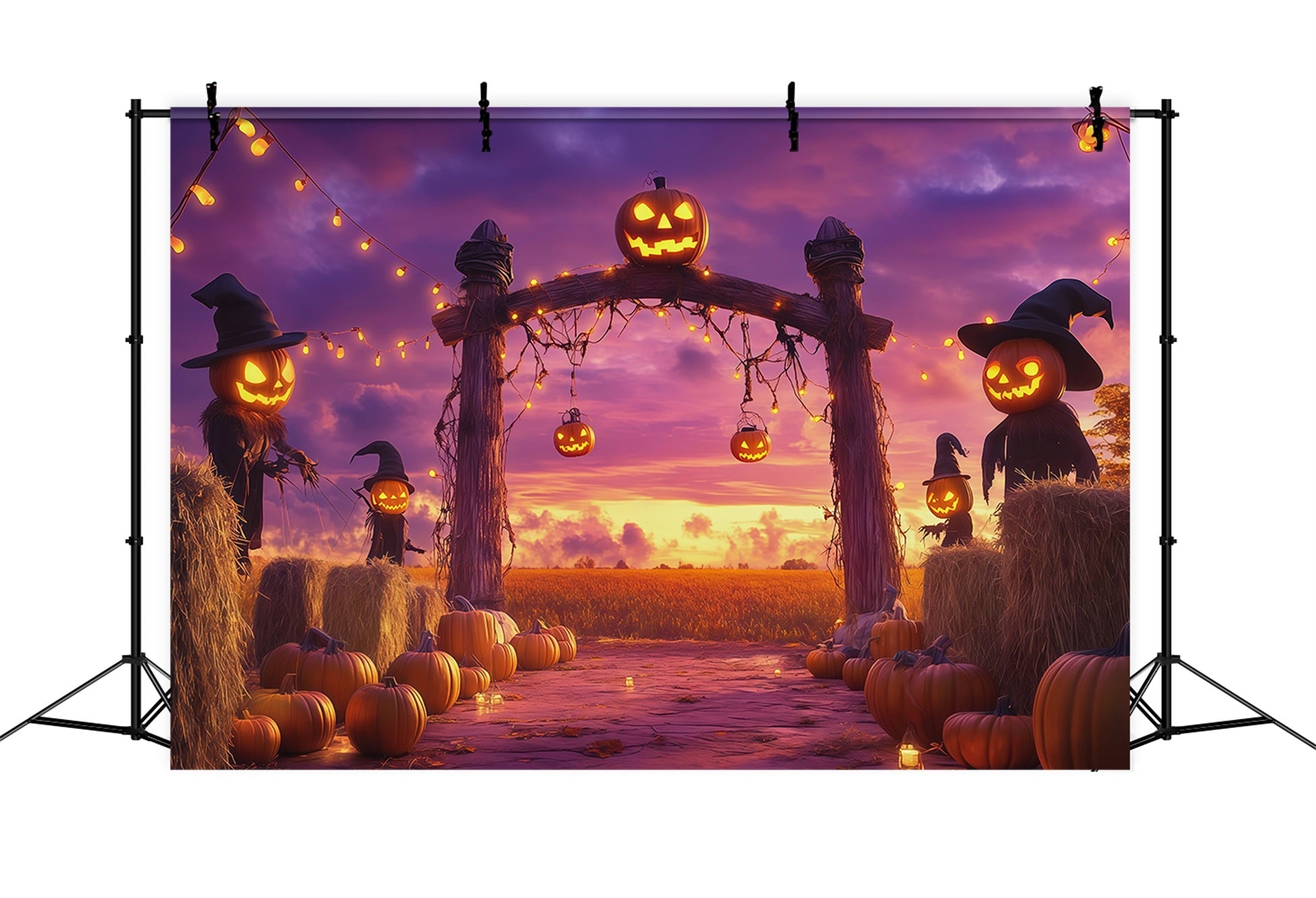 Halloween Pumpkin Backdrop Harvest Archway Scarecrows Halloween Photo Backdrop Ideas UK RR67-12