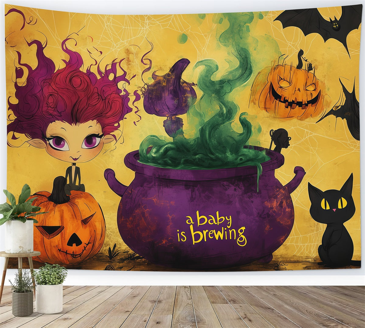 Halloween Baby Shower Backdrop Baby Witch Brewing Celebration Photography Halloween Backdrop UK RR67-135