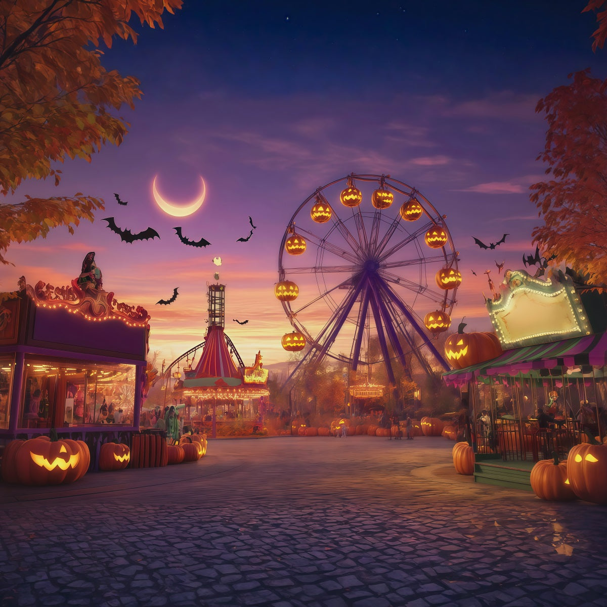 Halloween Carnival Backdrop Crescent Moon Pumpkin Diy Halloween Backdrop UK RR67-139