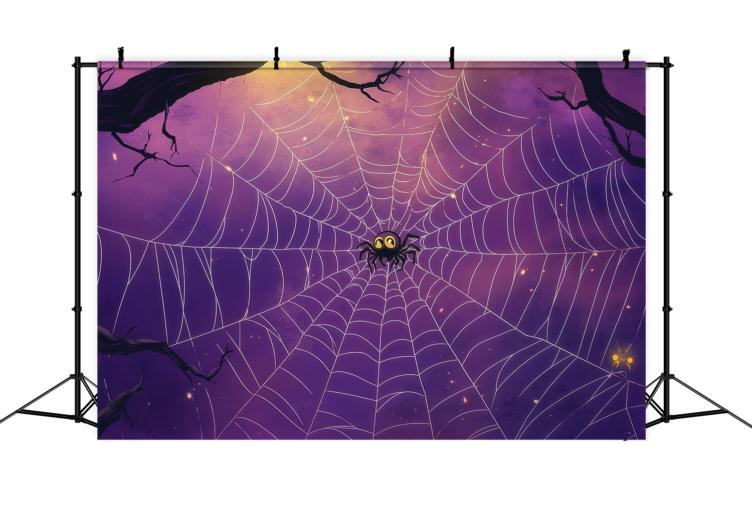 Spider Backdrop Purple Moonlit Spiderweb Hollow Diy Halloween Photo Backdrop UK RR67-167