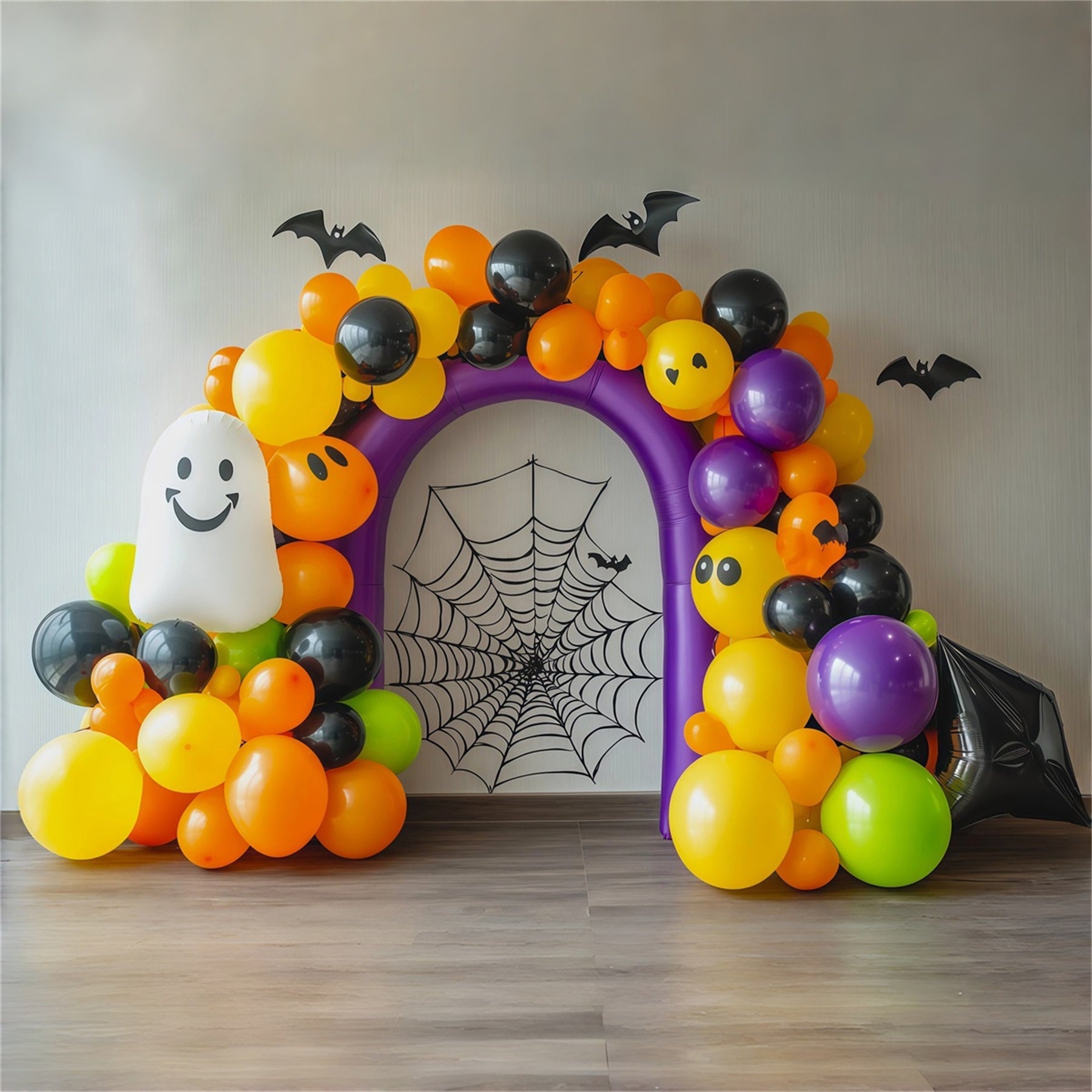 Halloween Balloon Backdrops Colorful Ghost Spiderweb Arch Magic Show Backdrop UK RR67-191
