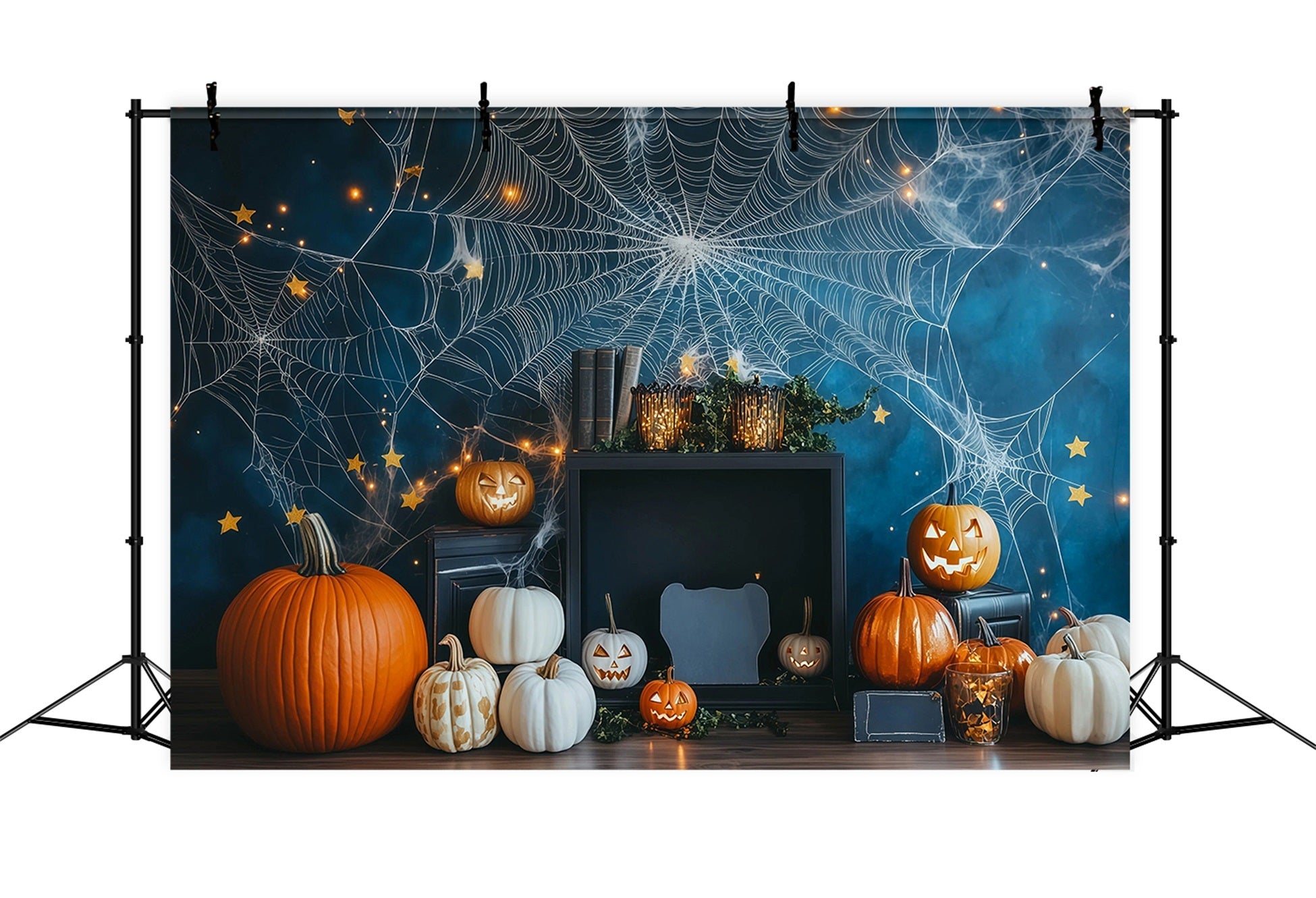 DIY Halloween Photo Booth Backdrop Spiderweb Pumpkin Star Decor 10x10 Halloween Backdrop UK RR67-41
