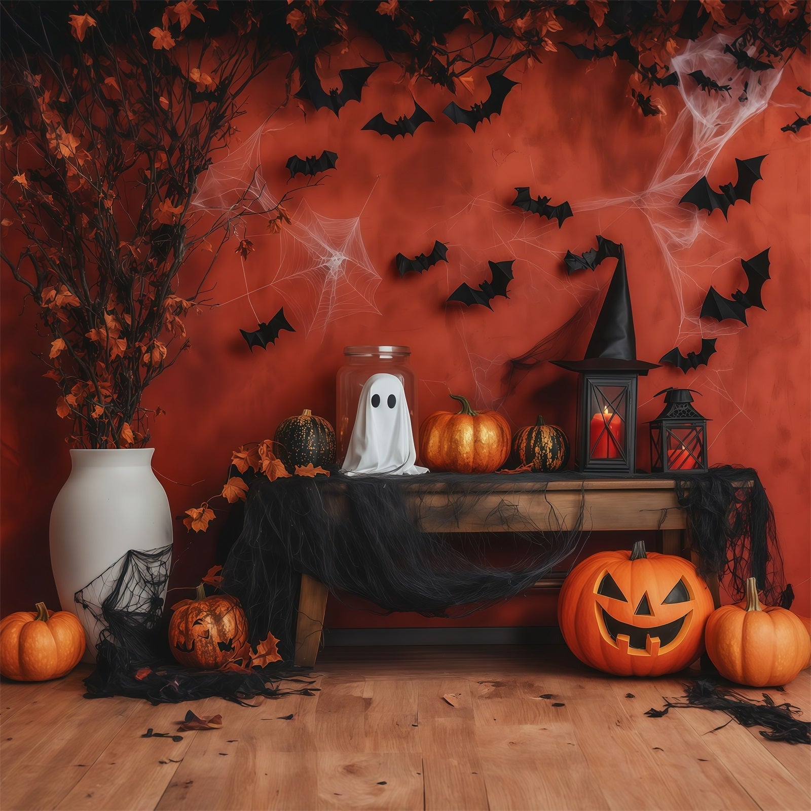 Halloween Backdrop Photos Ghost Pumpkin Mantel Decor DIY Halloween Photo Backdrop UK RR67-50