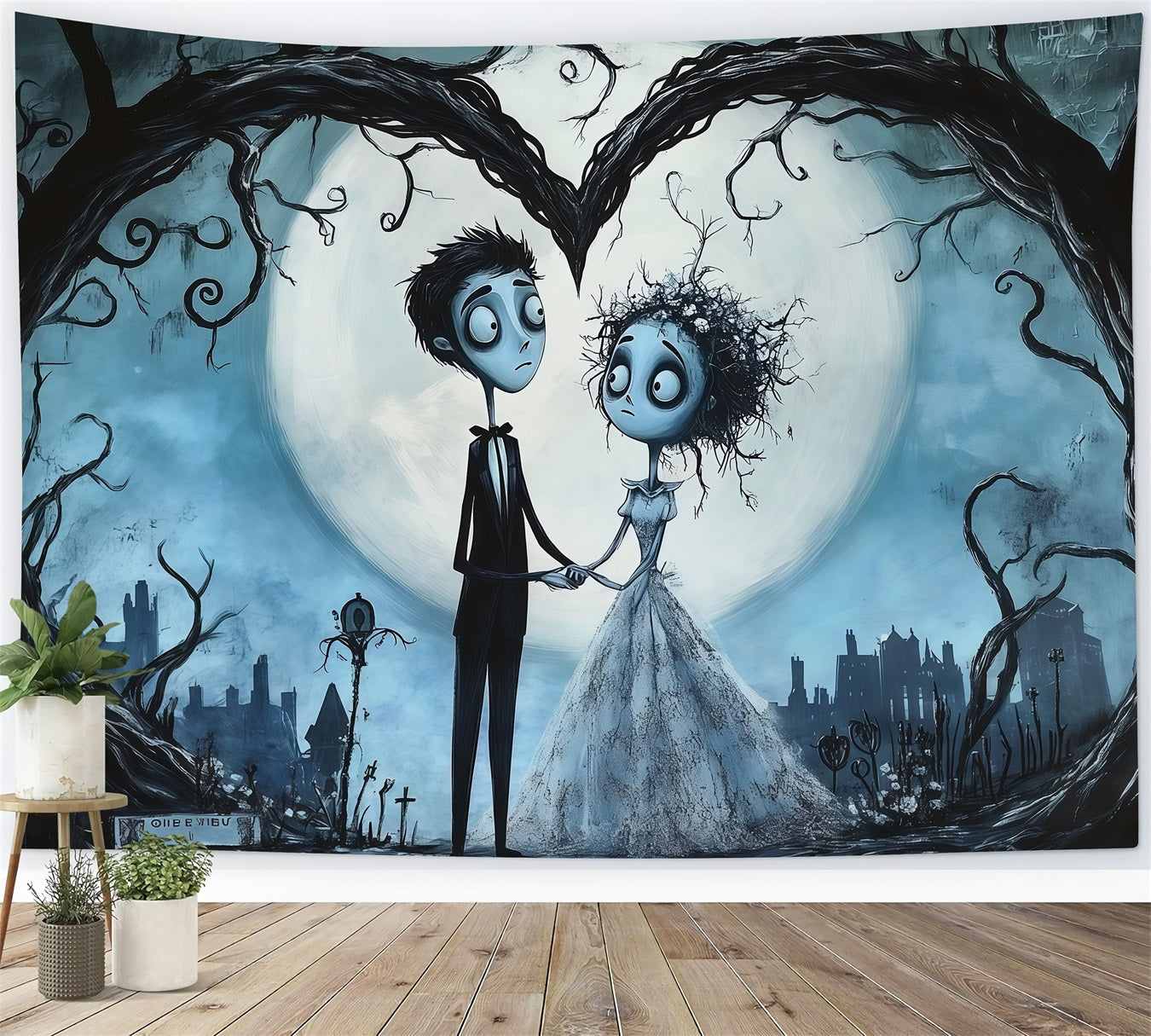Halloween Wedding Backdrop Gothic Couples Heart Moon Halloween Photo Backdrop UK RR67-53