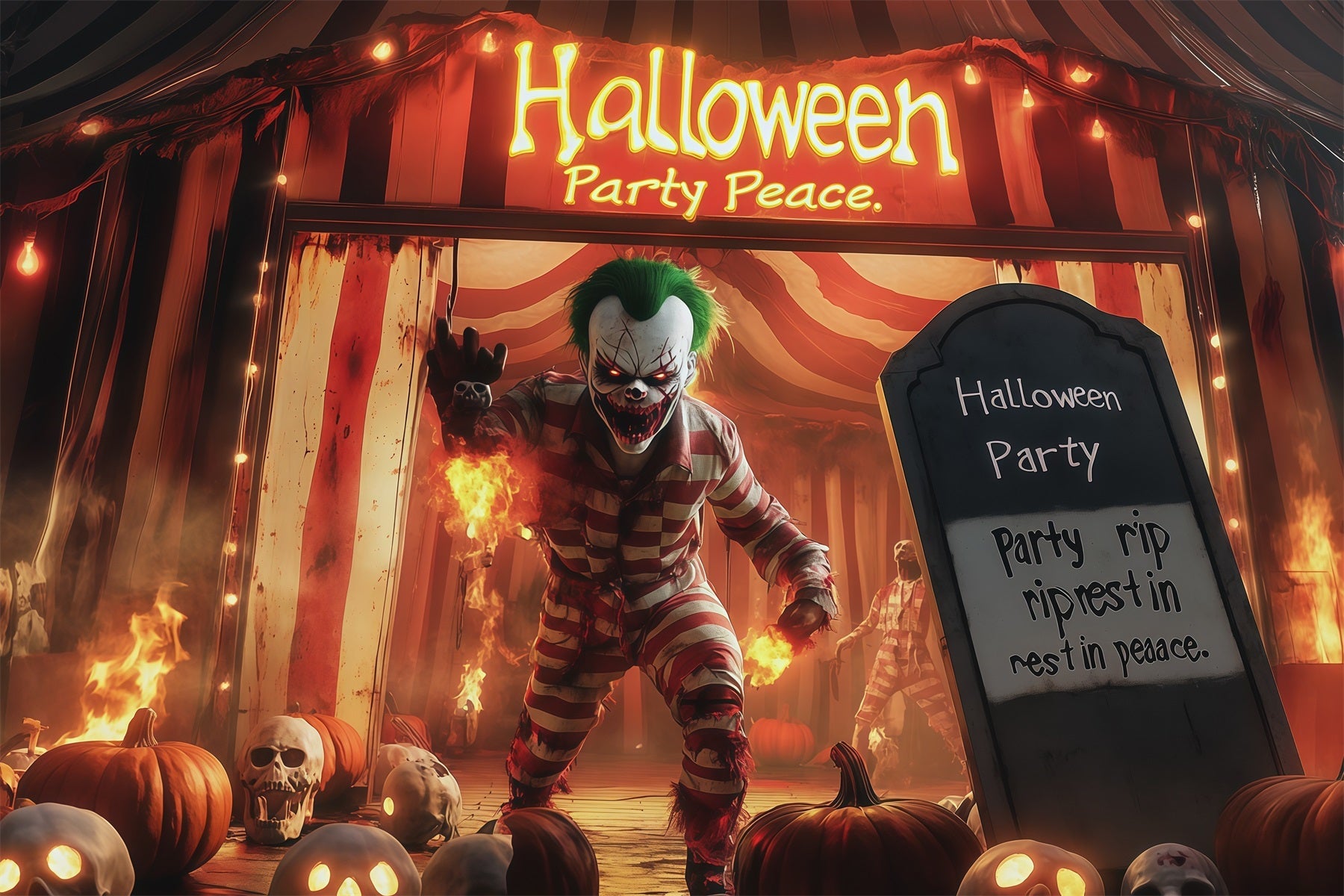 Halloween Backdrop Photo Haunted Clown Circus Entrance Halloween Party Backdrop UK RR67-60