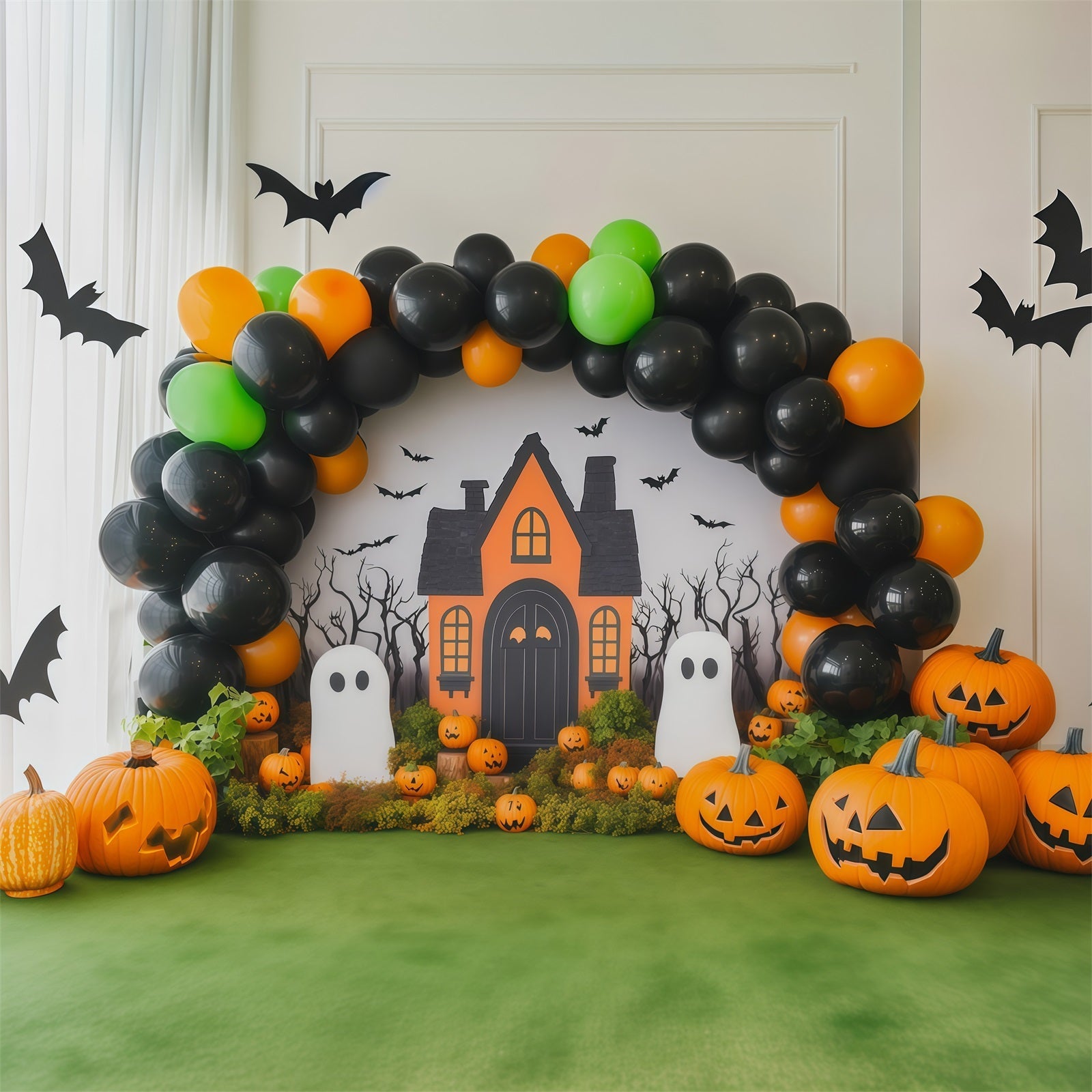 Halloween Balloon Backdrop Pumpkin Ghost Party Decor Halloween Themed Backdrop UK RR67-80