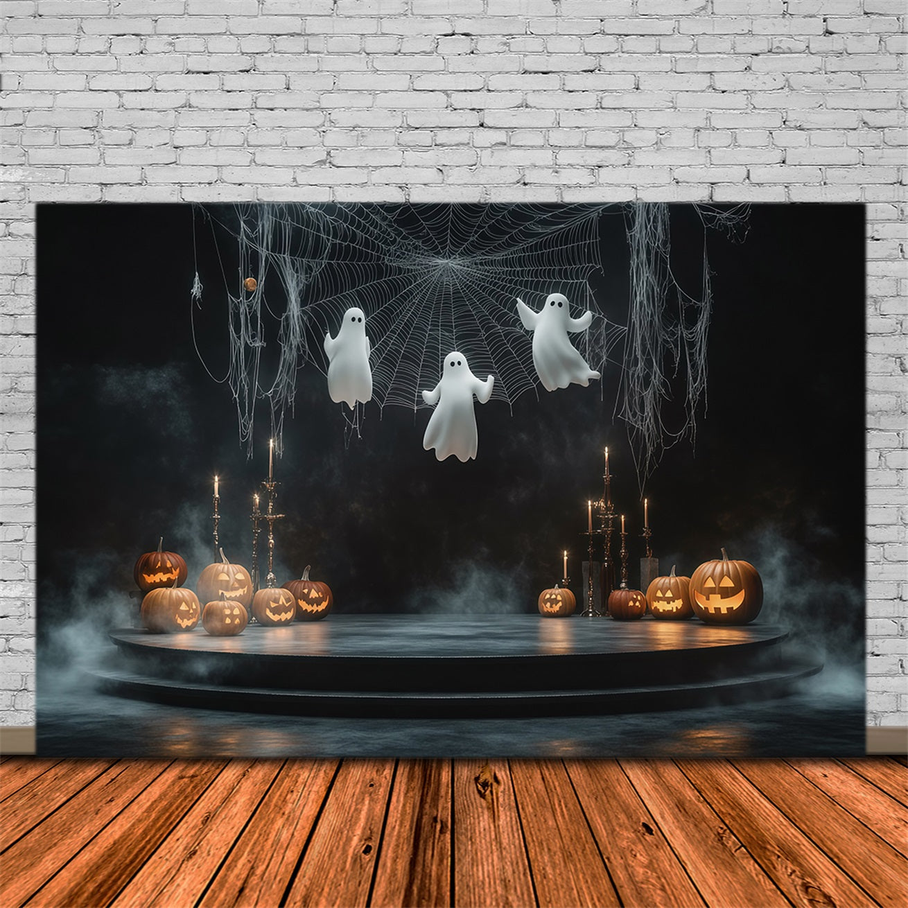 Halloween Stage Backdrop Hanging Ghost Web Pumpkin Halloween Photography Backdrops UK RR67-85