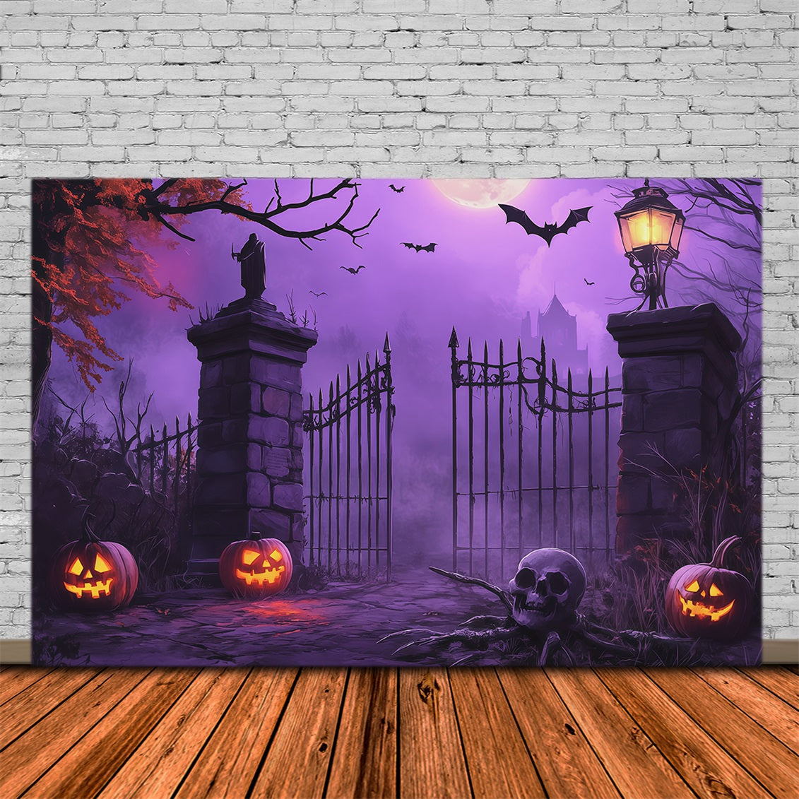 Halloween Backdrop Ideas Diy Purple Graveyard Pumpkin Gate Purple Halloween Backdrop UK RR67-94