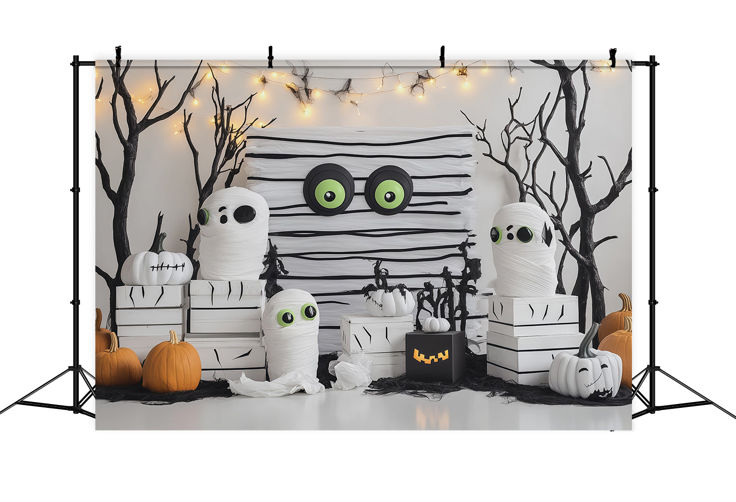 Simple Halloween Backdrop Cute Mummy Pumpkin Party Extra Large Halloween Backdrop UK RR67-98