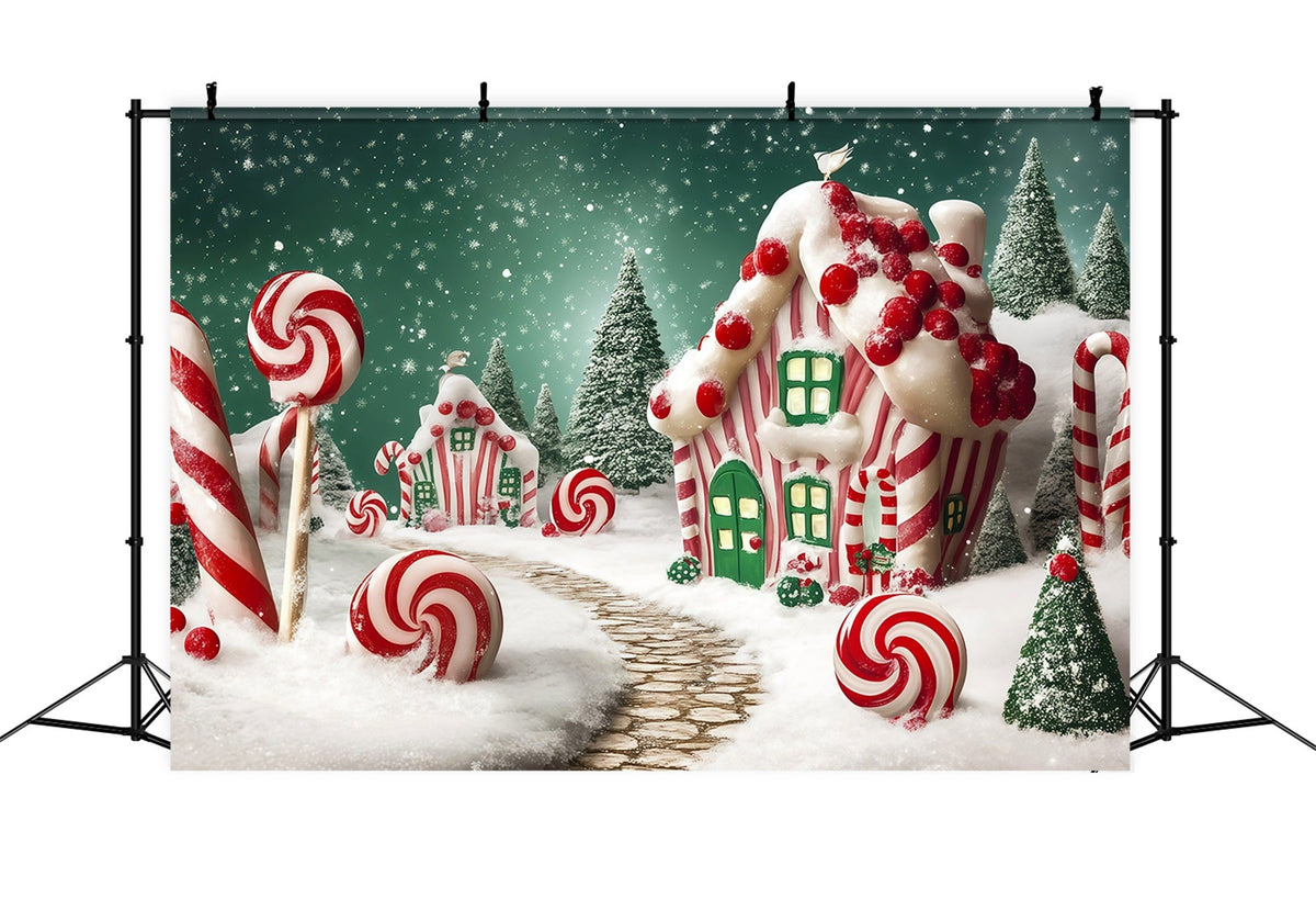 Candyland Christmas Backdrop Candy Cottage Wonderland Photography Christmas Backdrops UK RR68-72