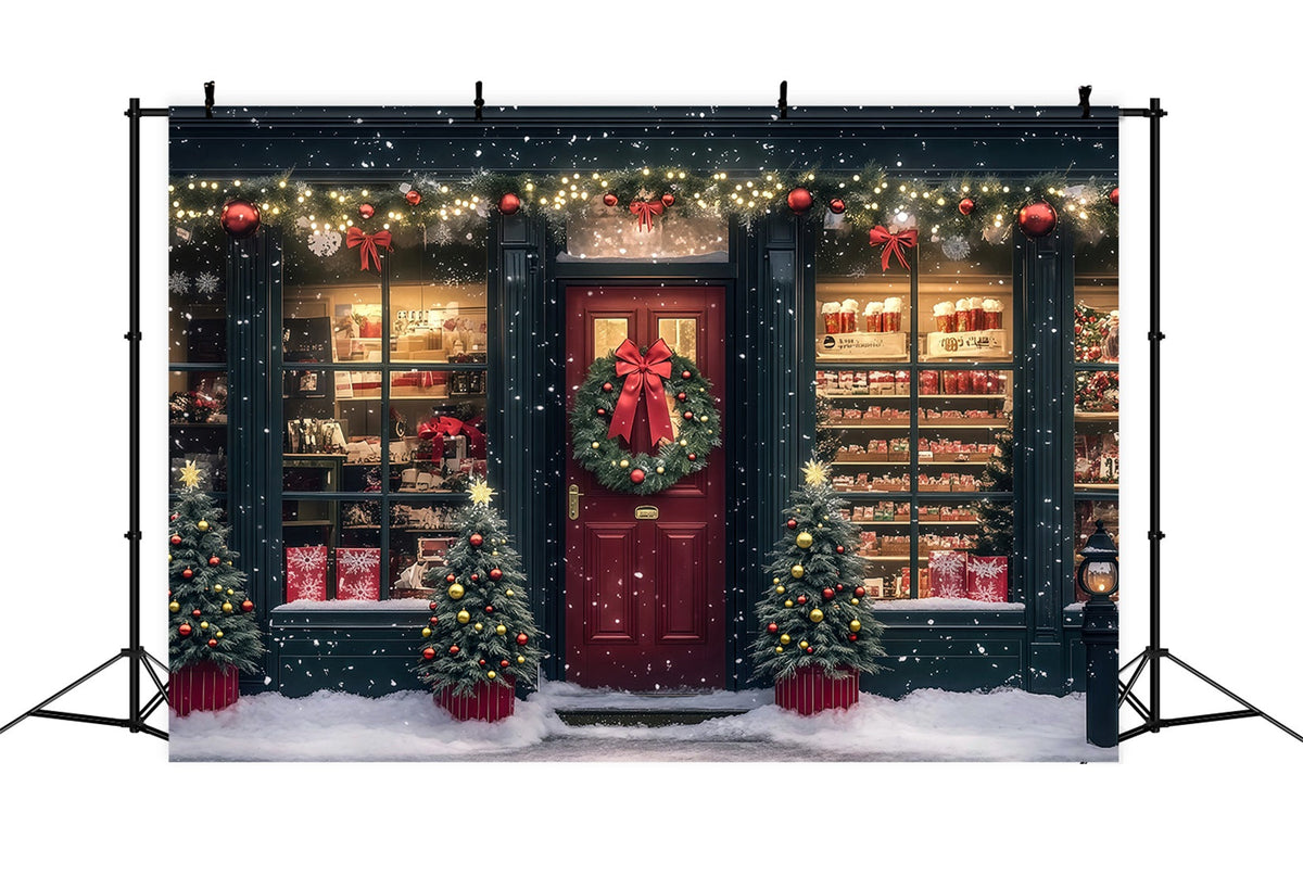 Christmas Shop Backdrop Festive Shopfront Gift Display Christmas Wall Backdrops UK RR69-15