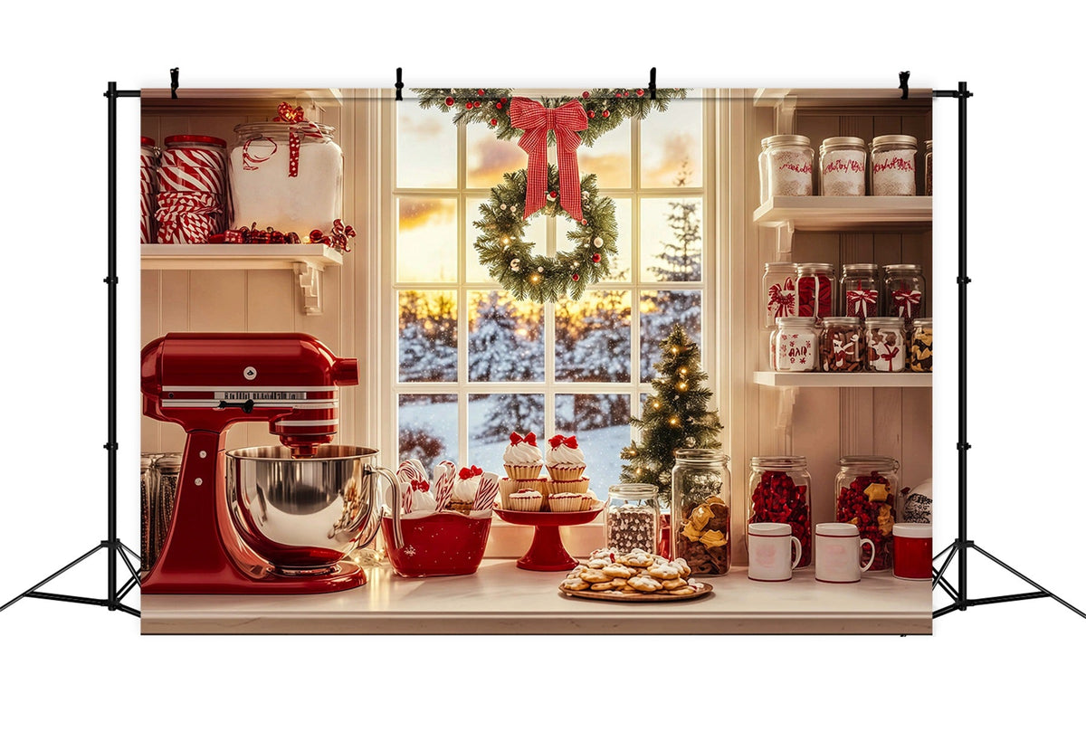Christmas Bakery Backdrop Candy Kitchen Baking Corner Backdrops Christmas UK RR69-48