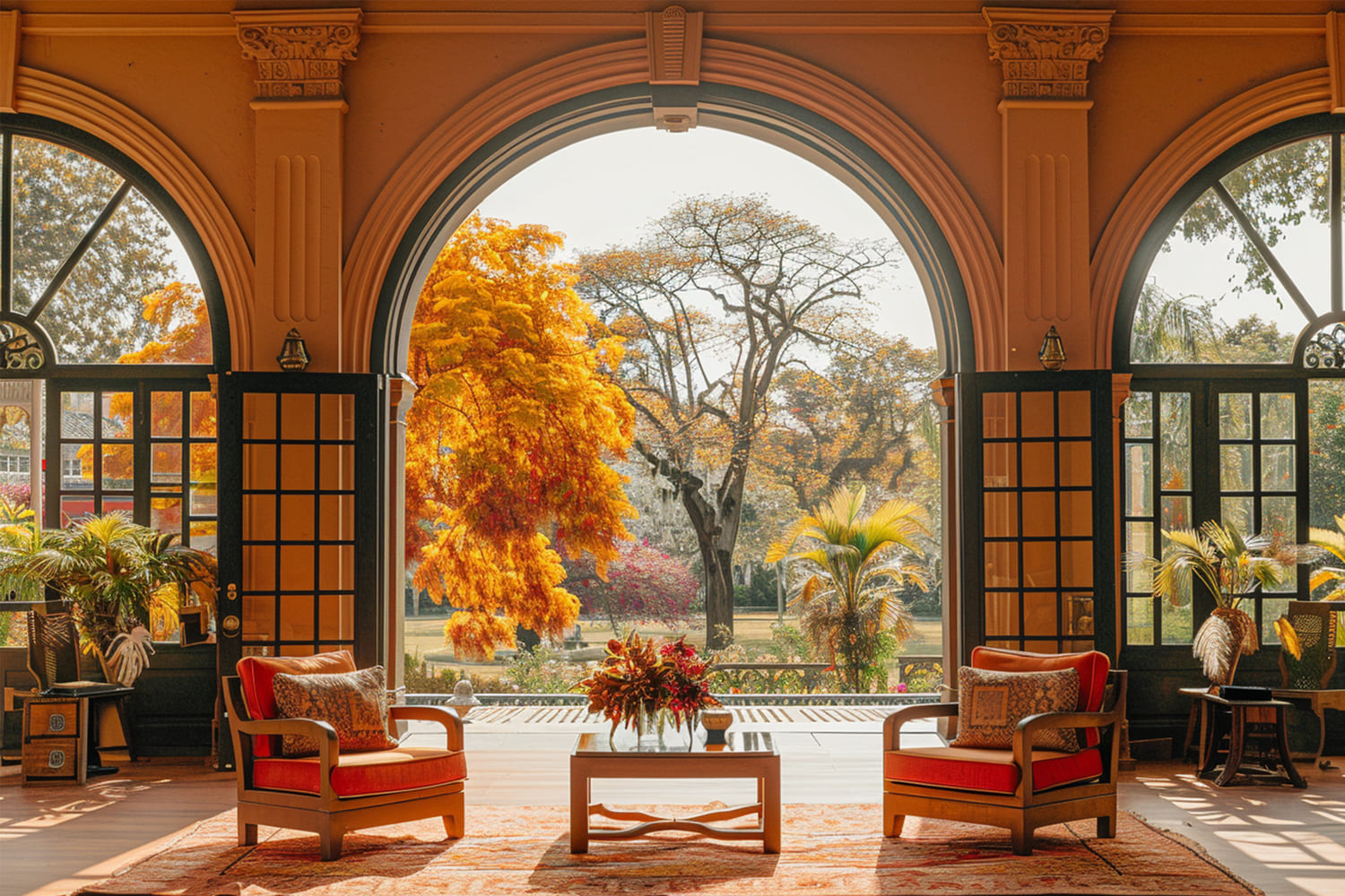 Autumn Maple Trees Outside Scenery Backdrop UK RR7-140