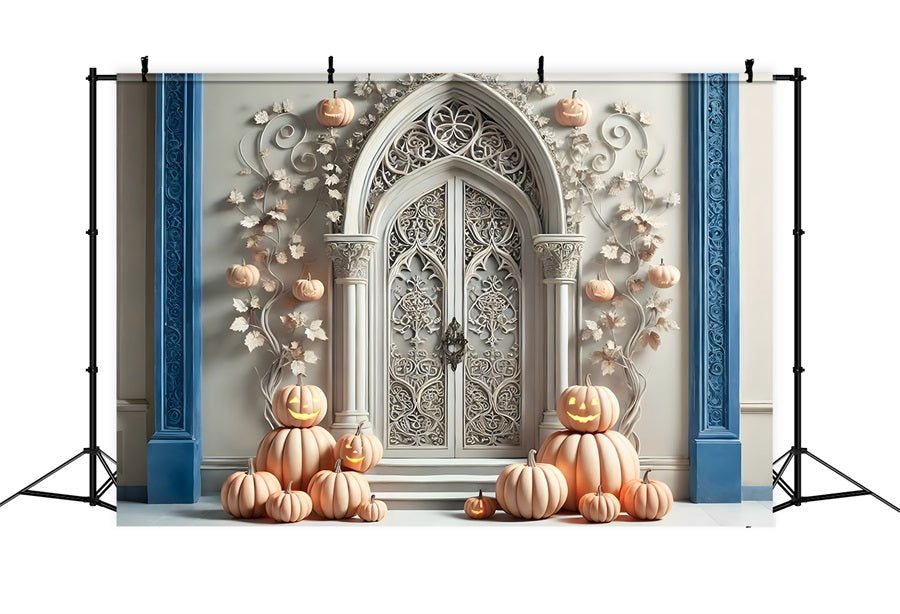 Halloween Pumpkin White Gothic Archway Backdrop UK RR7-272