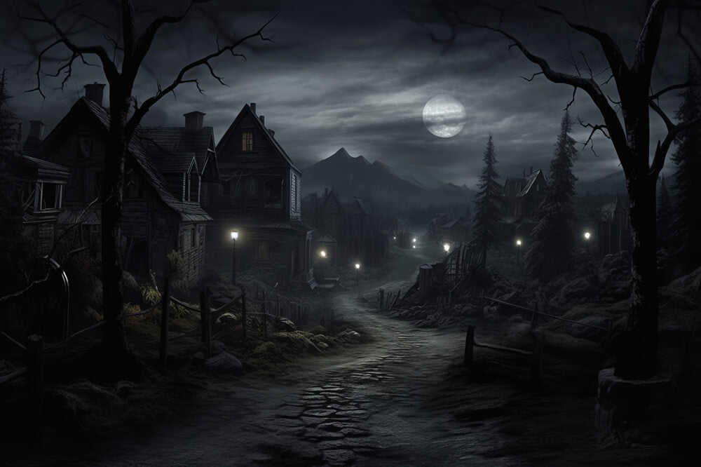 Halloween Haunted Houses Photography Backdrop UK RR7-38