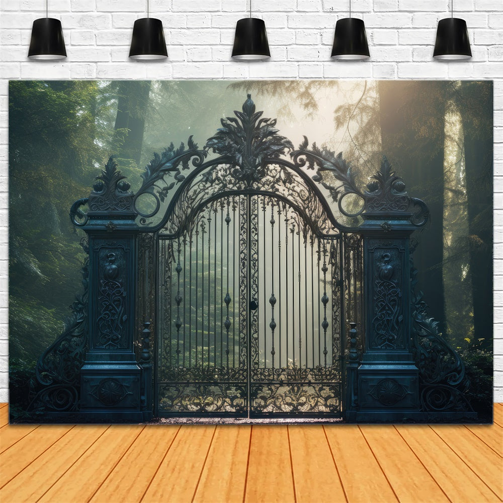 Halloween Forest Mansion Gate Backdrop UK RR7-401