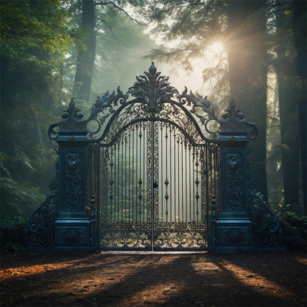 Halloween Forest Mansion Gate Backdrop UK RR7-401