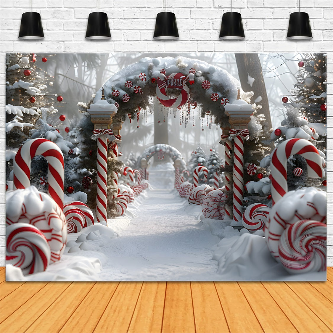 Christmas Peppermint Candy Archway Backdrop UK RR7-673
