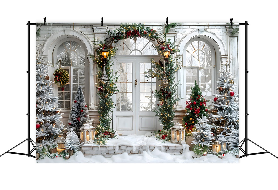 Christmas Grand Arched Entrance Wreaths Backdrop UK RR7-699