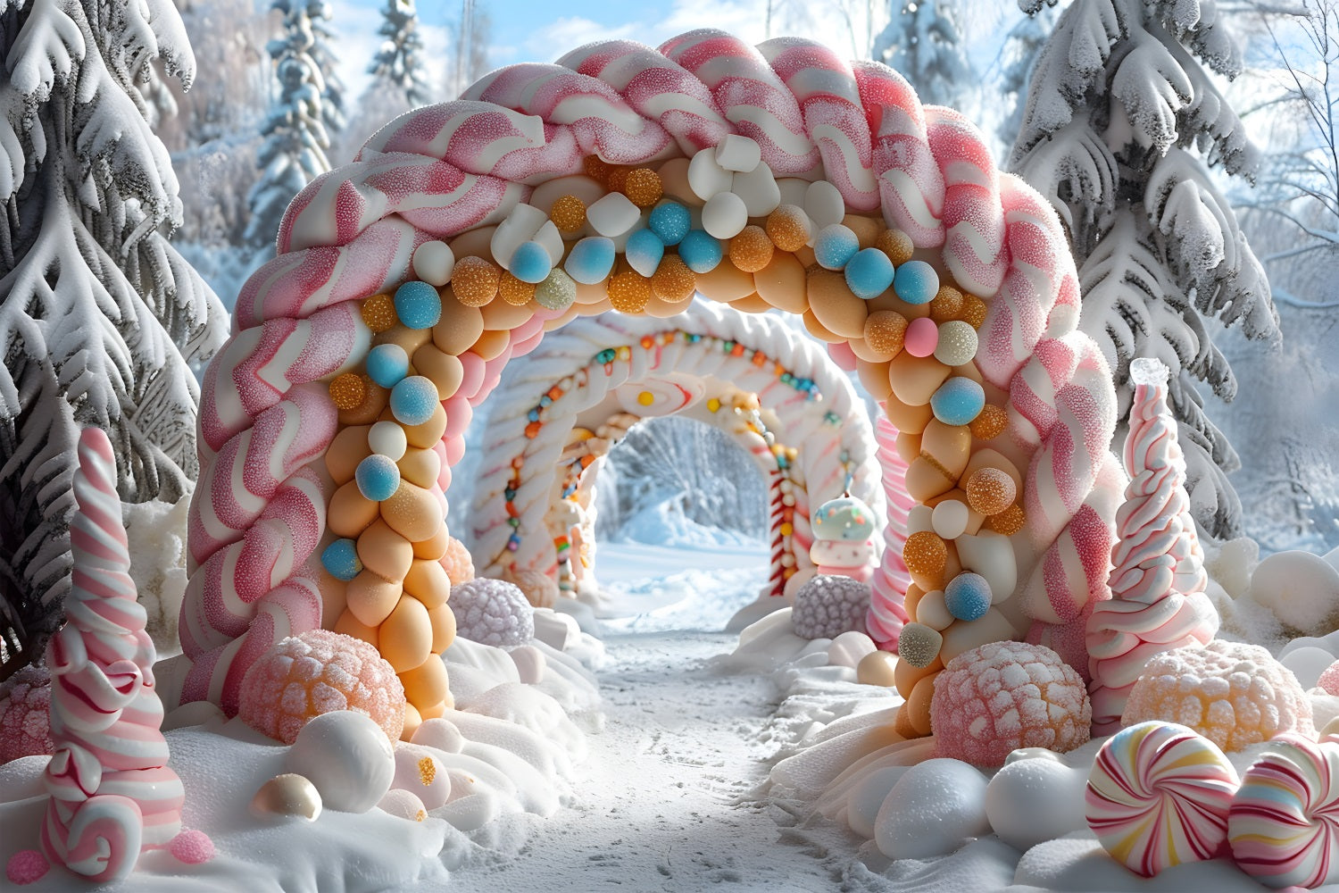 Christmas Arched Doorway Snowy Decor Backdrop UK RR7-702