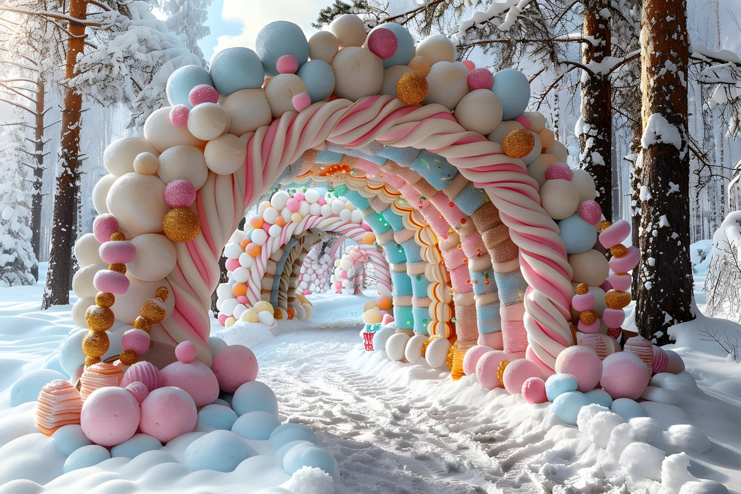 Christmas Candy Land Archway Backdrop UK RR7-703