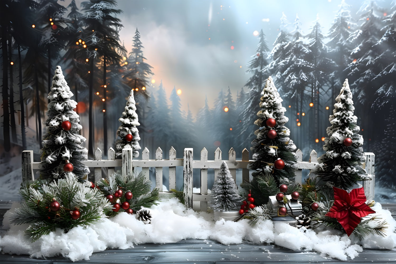 Christmas Tranquil Snowy Forest Backdrop UK RR7-705