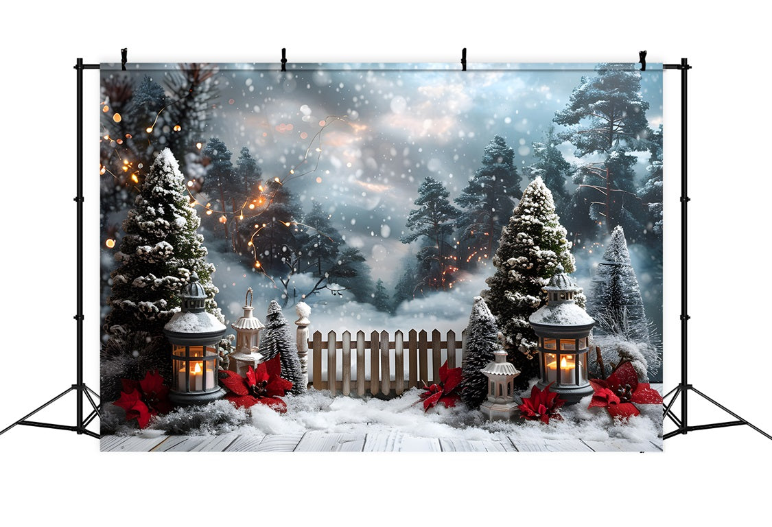 Christmas Lantern Lit Snowy Path Backdrop UK RR7-707