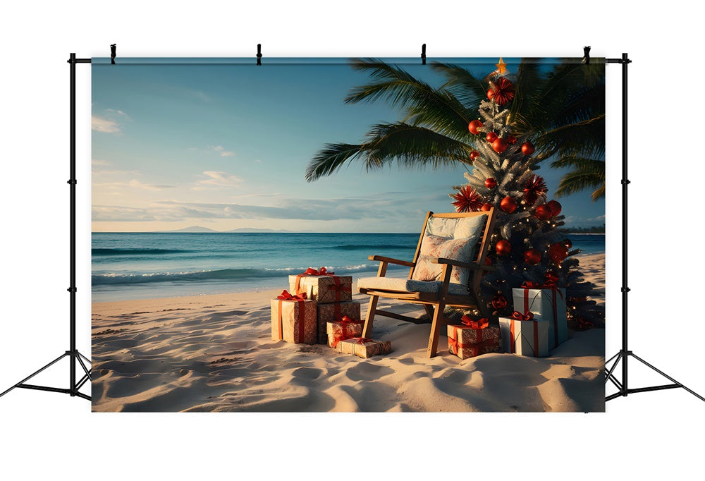 Sand Beach Sunset Christmas Tree Backdrop UK RR7-769