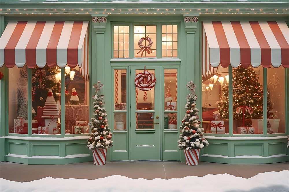 Christmas Candy Store Front Door Backdrop UK RR7-792