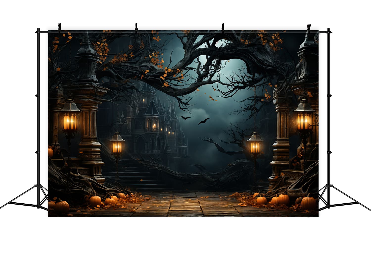 Spooky Halloween Forest Pumpkins Backdrop UK RR7-81