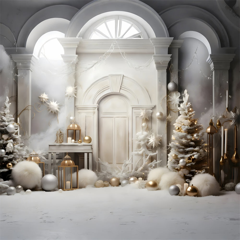 White Christmas Tree Balls Door Backdrop UK RR7-821