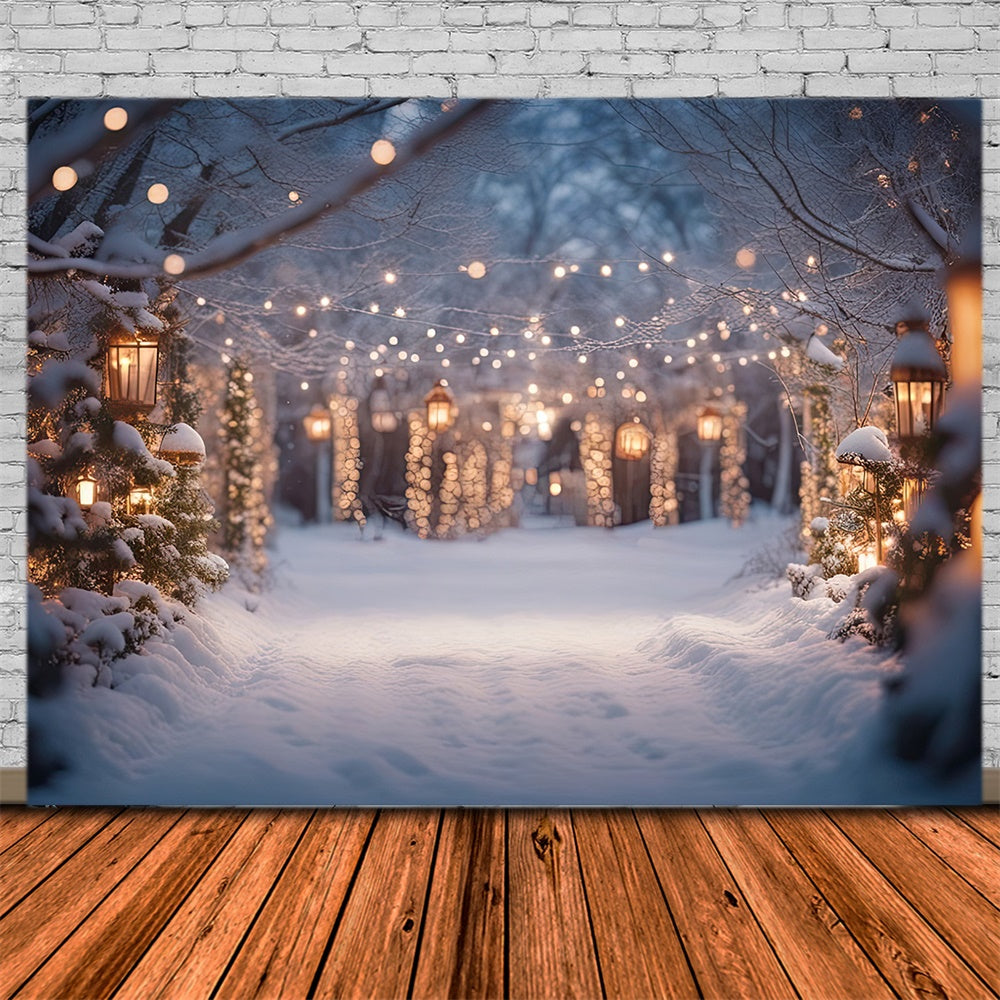 Snow Road Glowing Christmas Trees Backdrop UK RR7-822