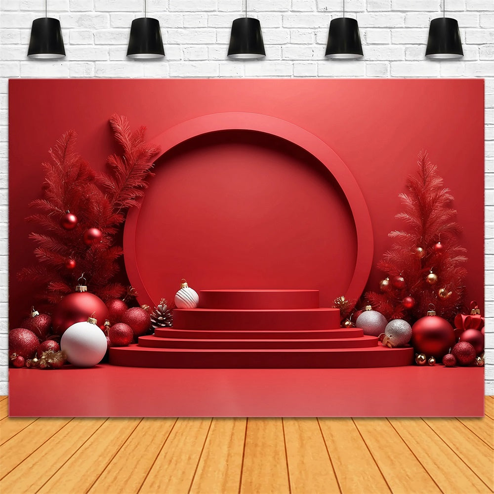 Red Christmas Tree Decorations Stage Backdrop UK RR7-824