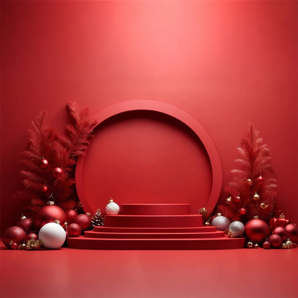 Red Christmas Tree Decorations Stage Backdrop UK RR7-824