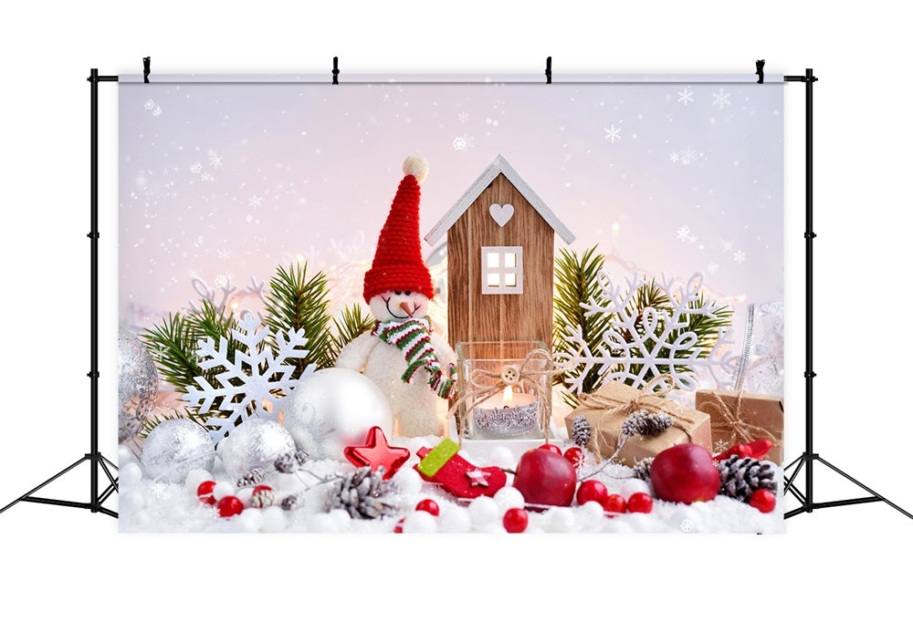 Christmas Balls Snowman Photography Backdrop UK RR7-830