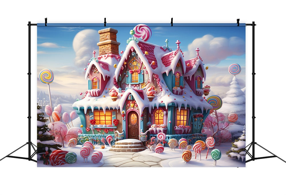 Christmas Candy House Wonderland Backdrop UK RR7-832