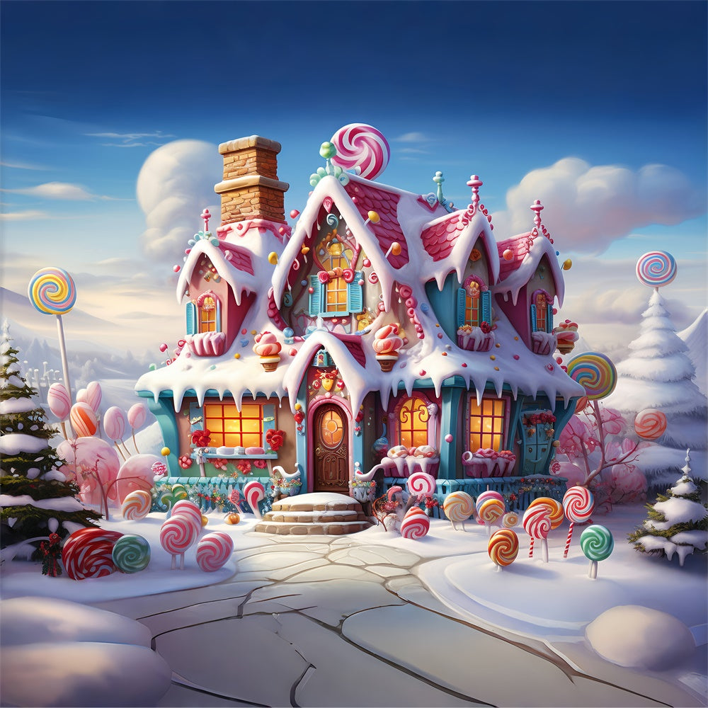 Christmas Candy House Wonderland Backdrop UK RR7-832