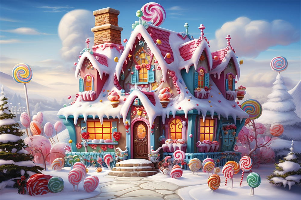 Christmas Candy House Wonderland Backdrop UK RR7-832