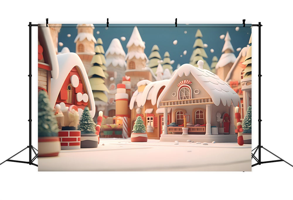 Gingerbread Houses Christmas Tree Backdrop UK RR7-835