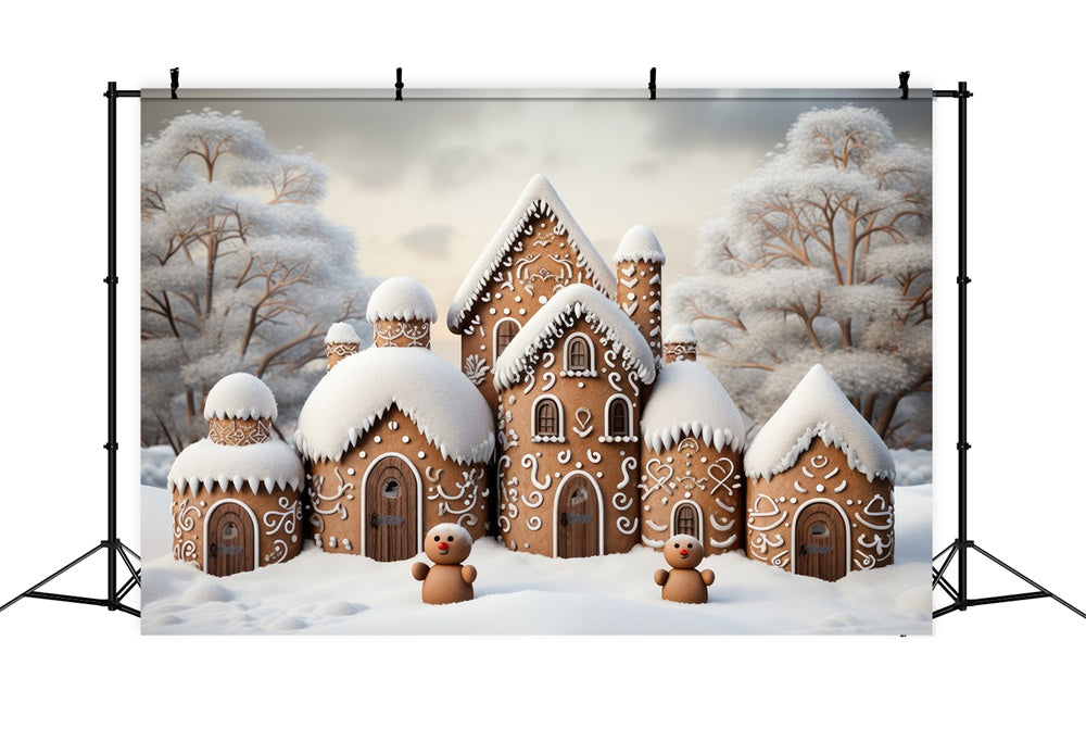 Christmas Snowy Gingerbread House Backdrop UK RR7-837