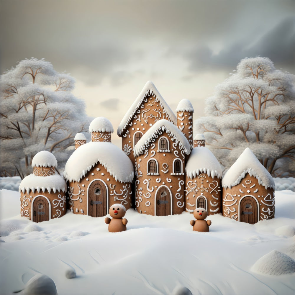 Christmas Snowy Gingerbread House Backdrop UK RR7-837