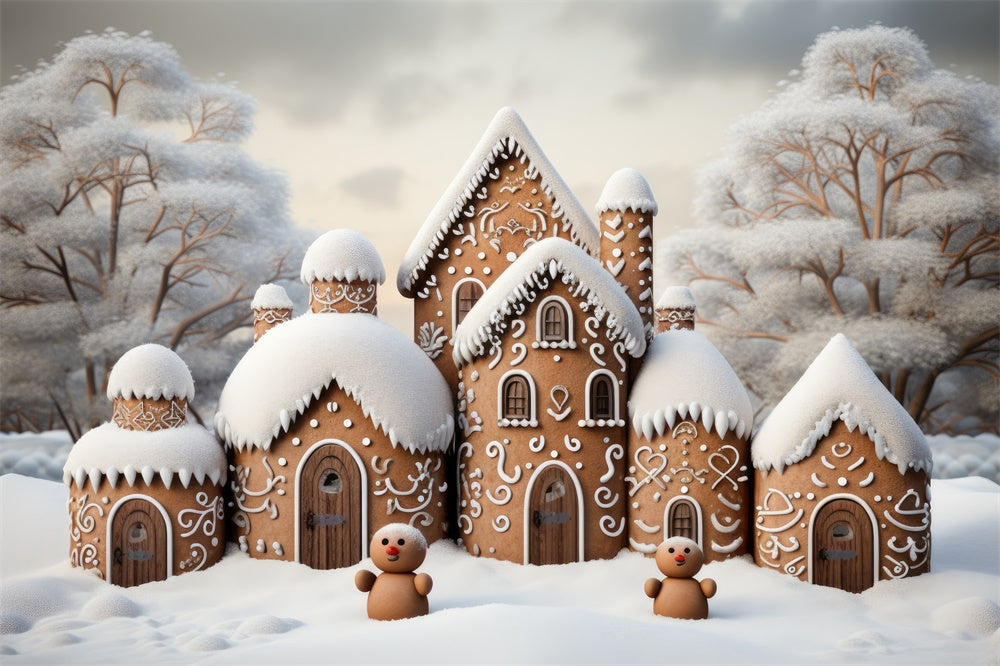 Christmas Snowy Gingerbread House Backdrop UK RR7-837