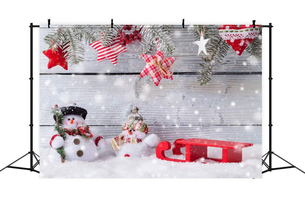 Snowman Christmas Decorations Wood Backdrop UK RR7-842