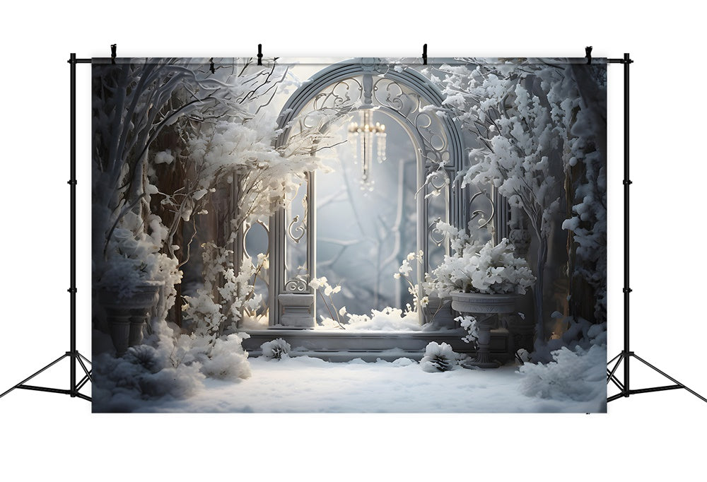 Christmas Tree Snow Wonderland Backdrop UK RR7-852
