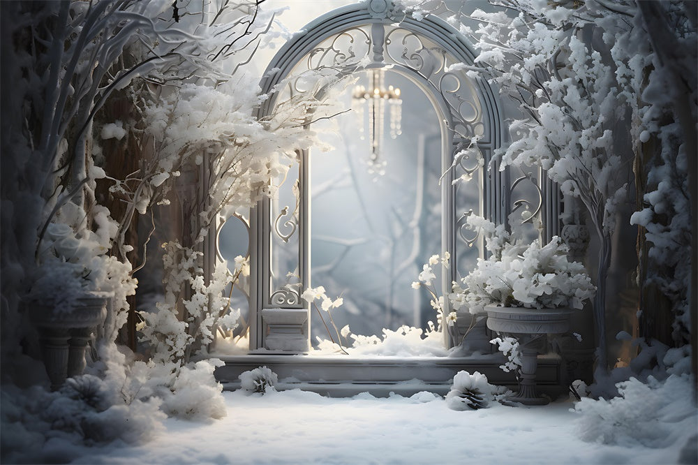 Christmas Tree Snow Wonderland Backdrop UK RR7-852