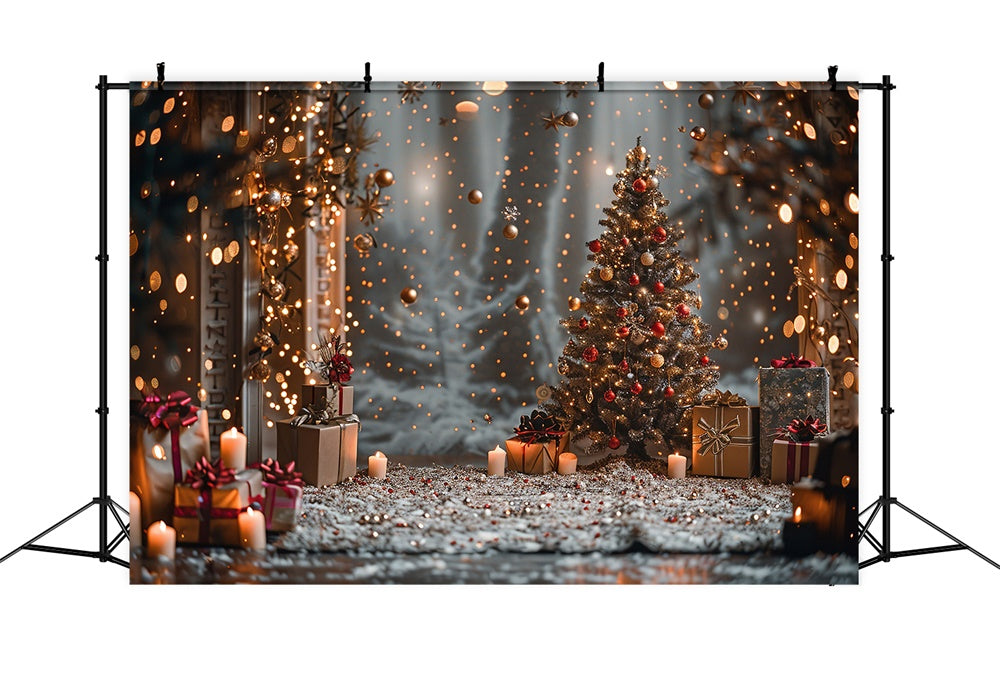 Christmas Balls Tree Candles Bokeh Backdrop UK RR7-859