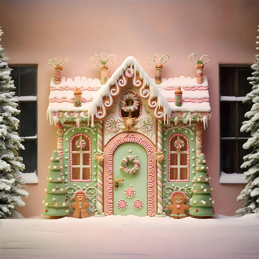 Gingerbread Candy House Christmas Backdrop UK RR7-875