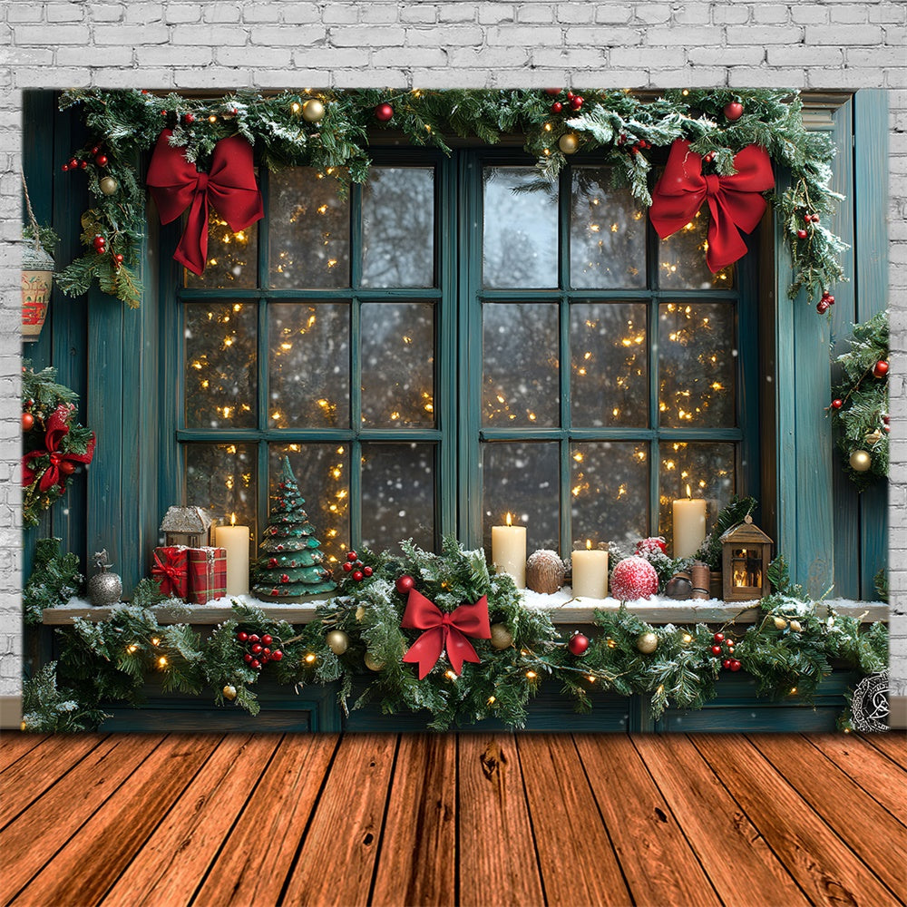 Christmas Garland Lights Window Backdrop UK RR8-110